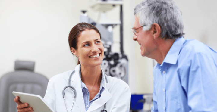 Female doctor is talking to a patient