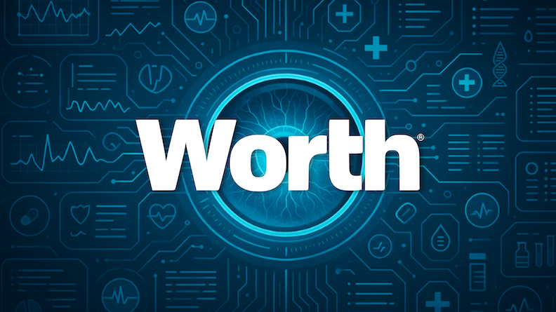 The Worth logo over a ChatGPT-created image.