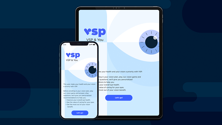 The cover page of "VSP & You" shown on a smartphone and a tablet. 